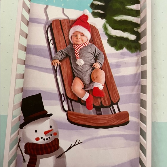 NWT Luvsy Winter Snowy Sled Instagramable Fitted Jersey Knit Crib Mattress Sheet - Picture 2 of 5